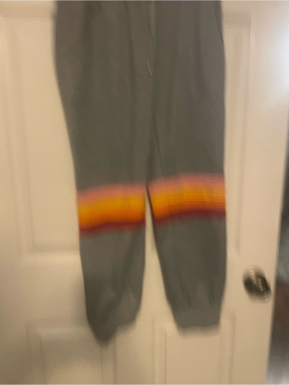 Signature Gray Sweatpants with Rainbow Knee Stripes